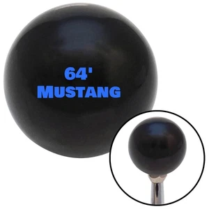 Blue "64 Mustang" Black Shift Knob w/ M16x1.5 Insert Shifter Auto Manual Brody - Picture 1 of 17