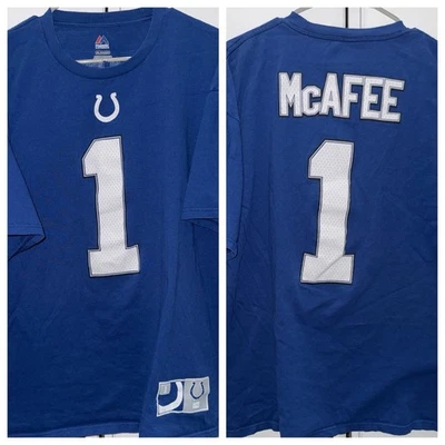 Majestic NFL Indianapolis Colts Pat McAfee Jugador Nombre y Número Camiseta XXL Camisa Foto 1 de 4