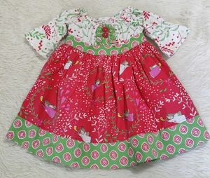 Abito natalizio Boutique Eleanor Rose taglia 2 rosso verde agrifoglio angelo - Foto 1 di 4