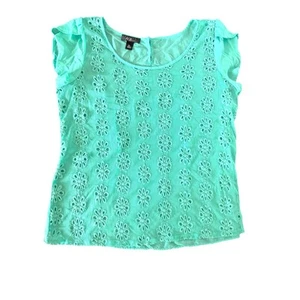 AGB PL Floral Embroidered Mesh Sheer Blouse PL - Picture 1 of 5