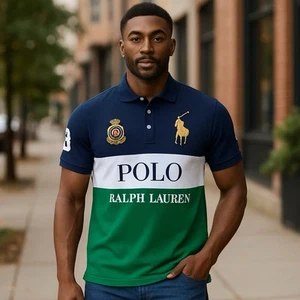 Polo Ralph Lauren Big Pony Polo Mens XL USA Crest Classic Fit Colored Block - Picture 1 of 13