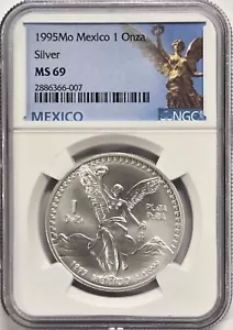 1995 Mexico Libertad 1 oz. Silver Coin - NGC MS69 - Picture 1 of 2