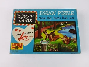 Vintage 1960s Disney Jigsaw 100 pc Puzzle Complete Lady and Tramp Jaymar 2904-29 - Picture 1 of 9
