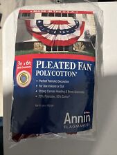 Annin 3 ft x 6 ft Pleated Fan~ Red, White, & Blue~ Patriotic USA New American