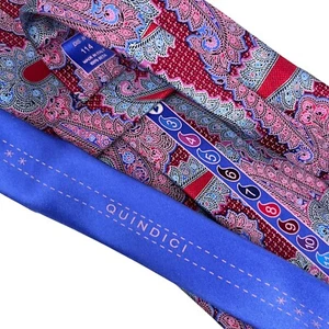 Ermenegildo Zegna Quindici Mens Tie Red/Pink/Blue Paisley #114 Silk 3.5" x 58.5" - Picture 1 of 10