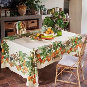 Garnier Thiebaut French printed Linen  tablecloth-Vintage Garden - Picture 1 of 5