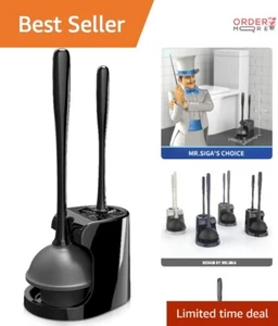 Toilet Plunger Combo Black Rubber 1 Set Heavy Duty Bathroom Cleaning - Picture 1 of 8