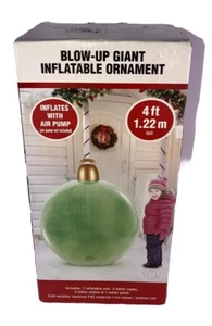 Holiday Time Christmas Inflatable 4' 48" Green Blow-Up Giant Ornament Beach Ball - Picture 1 of 10