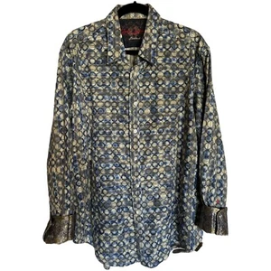 Robert Graham Limited Edition Geometric Long Sleeve Shirt Flip Cuff Silver XL - Picture 1 of 8