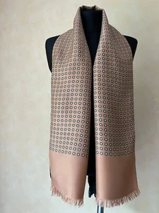 VTG PELO men's gentleman's silk scarf opera 2 ply beige suit accessory ITALY - Picture 1 of 10