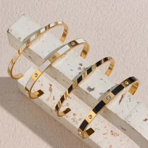 Baguette Stapelarmreifen, offener Armreif, Manschettenarmband, Armreif Armband. - Bild 1 von 11