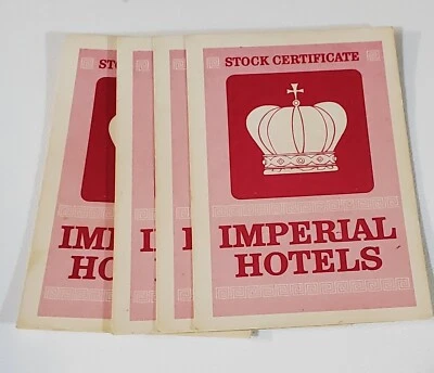 4 X 1968 Acquire Board Game Replacement Piece Stock Cards Imperial Hotels - Image 1 of 3
