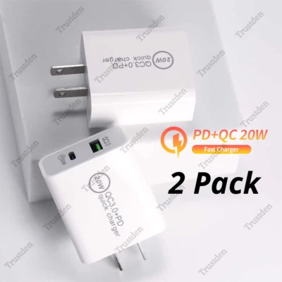 Cargador de Pared Adaptador Doble Puerto PD 20W USB Tipo-C para Android iPhone 15 14 13 12 Foto 1 de 4