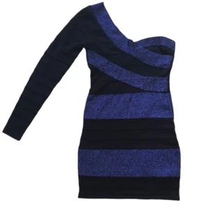 Forever 21 Bodycon Kleid Small One Shoulder Lila Schwarz Glitzer - Bild 1 von 7