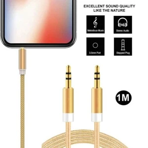 1m Mini 3.5mm Stereo Jack to Jack Audio Headphone Aux Cable Sound Lead Gold Plug - Picture 1 of 12