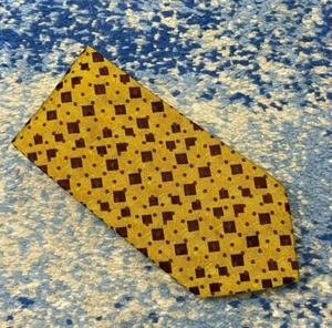 Corbata Boss Hugo Boss Dorada Borgoña Marrón Negra Seda Geométrica Italia - Imagen 1 de 4