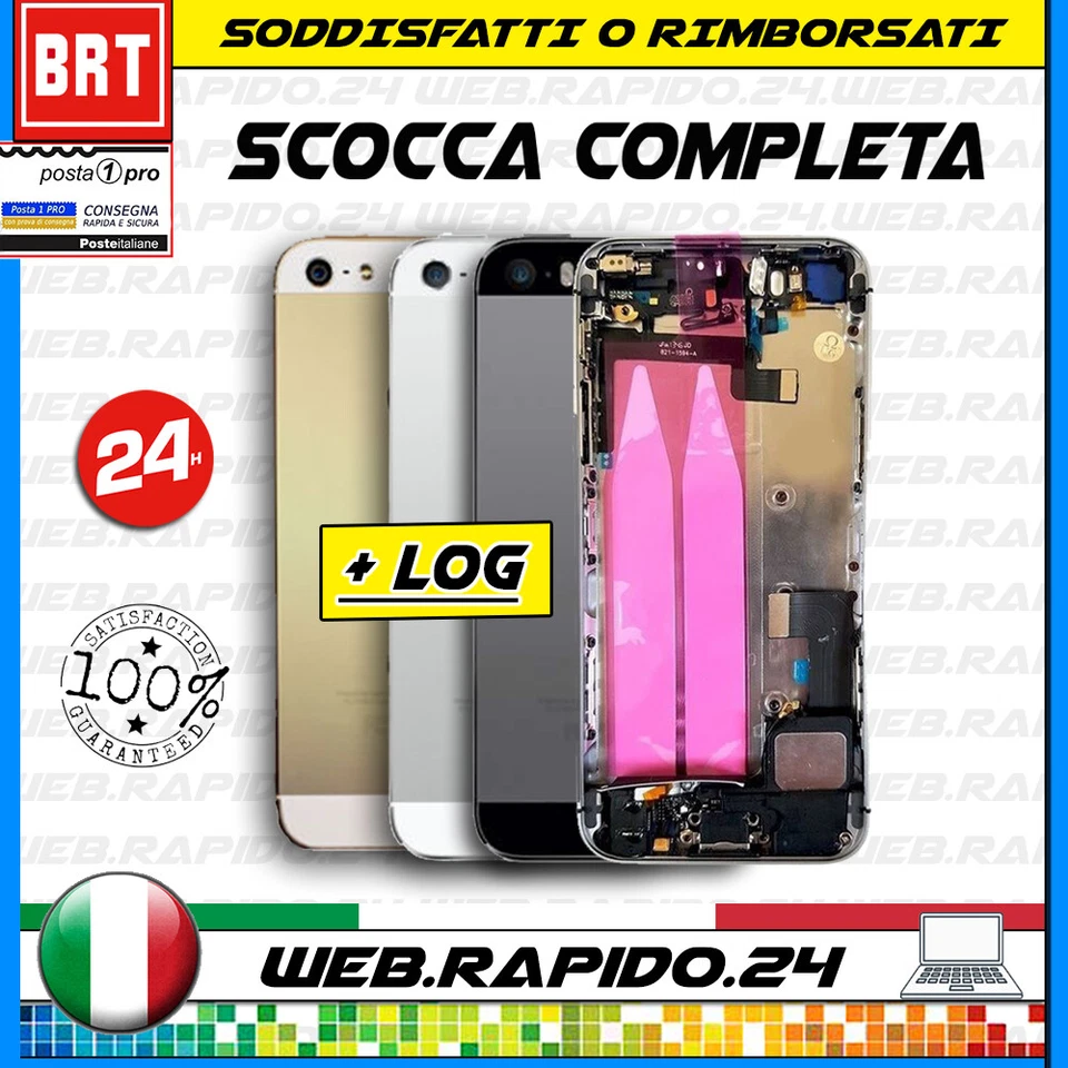 BACK COVER SCOCCA POSTERIORE COMPLETA+FLEX+FRAME PER APPLE IPHONE 5 5G VETRO - Immagine 1 di 1