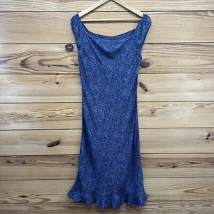 Vintage Rampage Kleid Junior 13 90er Y2K Viskose blau schulterfrei Schrägschnitt Midi B7 - Bild 1 von 15