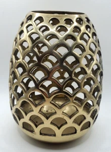 Große Vintage Messing Pinapple Vase für Trockengestecke Seidenblumen Kerze - Bild 1 von 7