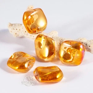 5x Glas Perlen Murano Orange schimmernd 19mm GlitzerInsel 00027 - Bild 1 von 4