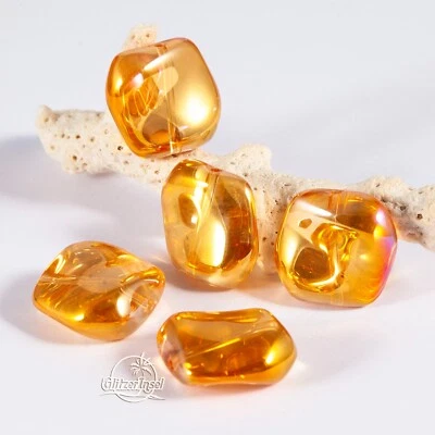 5x Glas Perlen Murano Orange schimmernd 19mm GlitzerInsel 00027 - Bild 1 von 4