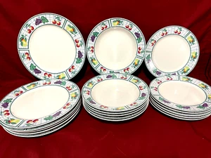 Oneida Distinction Garden Gate 18 Piece Set Of Fruit Pattern Plates & Bowls - Picture 1 of 2