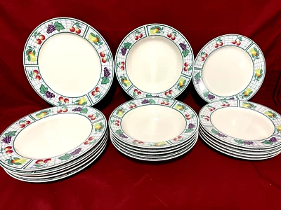 Juego de 18 platos y cuencos con patrón de frutas Oneida Distinction Garden Gate Foto 1 de 2