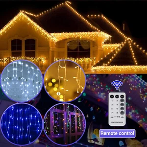 Indoor Outdoor Curtain Twinkling Icicle Lights Wedding Party LED Fairy Christmas - Picture 1 of 22