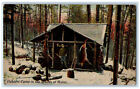 1911 Deer Hunters Camp in the Woods of Maine ME carte postale ancienne postée