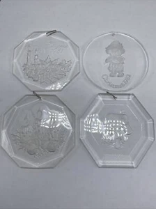 Vintage Etched Clear Plastic Christmas Ornaments Collection of Holiday Classics - Picture 1 of 7