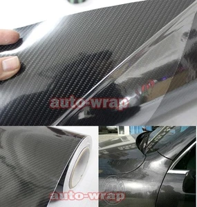 12" x 60" 5D Glossy Mirror Shining Black Carbon Fiber Vinyl Wrap Sticker Film AC - Picture 1 of 4