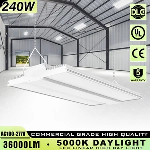 240W LED Linear High Bay Light Dimmable Ceiling Fixture For Warehouse Garage Gym - Picture 1 of 12