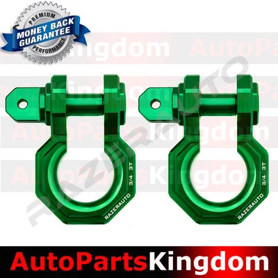 1 Pair 3/4" Green 3.0 Ton Aluminum D-Ring Bow Shackle Heavy Duty Off road ATV RV - Image 1 of 2