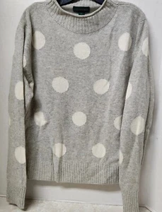 J Crew Always Sweater Women’s Roll Mock Neck Polka Dot Grey XL Wool Blend - Picture 1 of 6