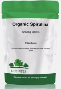 Spirulina 1000mg Organic Tablets – Immune Support & Energy Boost - ECOVITS - Picture 1 of 1
