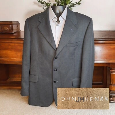 John Henry Jacket Blazer Mens 44R Gray Partly Unstructured - Image 1 of 4