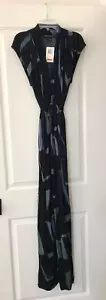 French Connection Black Maxi Dress Muscle Sleeve Tie Waist / NWT Women's Sz 6 M - Picture 1 of 11