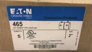 Qty (5) Eaton Crouse Hinds 465 2" Set Screw Type Coupling EMT Fitting Concrete - Picture 1 of 2