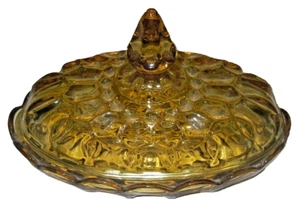 Anchor Hocking Glas FAIRFIELD Bernstein Honig Gold Butterdose & Deckel Viertel Pfund - Bild 1 von 4