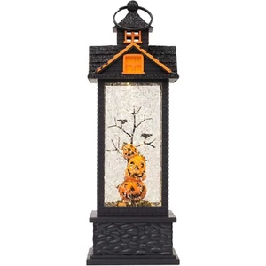 Haunted House with Pumpkins LED Swirl Halloween Lantern Figurine 11.75 Inch - Picture 1 of 6