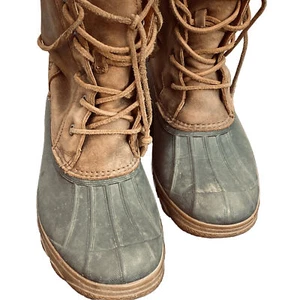 Botas de pato para mujer Sperry 8M gris cuero bronceado parte superior y cordones - Imagen 1 de 15
