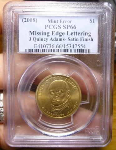 2008 John Quincy Adams Missing Edge Lettering PCGS  MS66 Satin Finish Cover