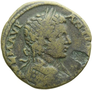 018. Roman Bronze Coin. CARACALLA, AE-27. Moesia Inferior. Dikaiosyne. aVF - Picture 1 of 2