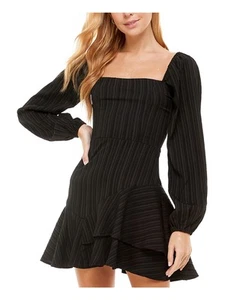 CITY STUDIO Womens Black Unlined Blouson Sleeve Mini Fit + Flare Dress Juniors 0 - Picture 1 of 11
