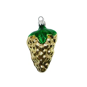 Yellow Grape Cluster Glass? Ornament Green Leaf Fruit Christmas Decor Columbia - Picture 1 of 8