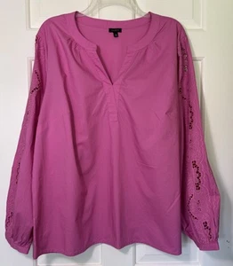 Tunika Talbots XL lila mit langen bestickten Ärmeln  - Bild 1 von 7