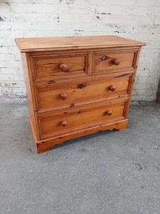Pine Chest Of Drawers 2 Over 2 Storage - Picture 1 of 14
