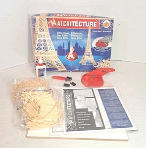Vintage Matchitecture Eiffel Tower Wood Model Kit #6611 Paris Build Wooden Wood - Picture 1 of 10