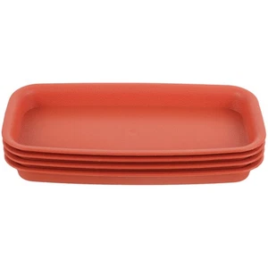  4 Pcs Plant Saucers Rectangular Tray Red Rectangle for Potted Plants - Picture 1 of 20