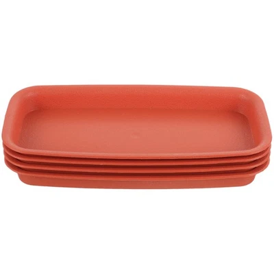  4 Pcs Plant Saucers Rectangular Tray Red Rectangle for Potted Plants - Image 1 of 4